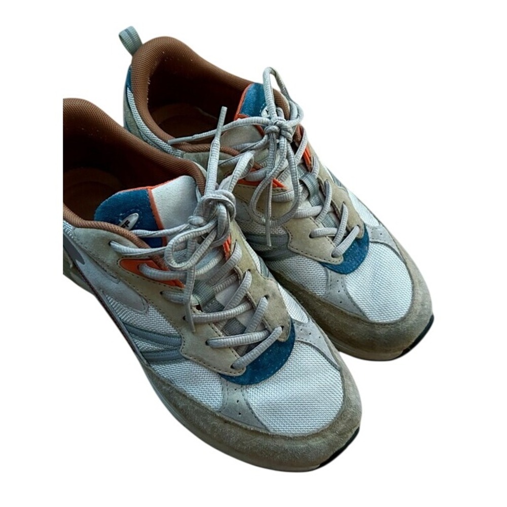 Hoff Men's Beige and Blue Suede Athletic Sneakers - Casual Comfort Size 10